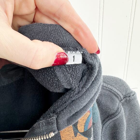 freecity sweatshop Gray Hand You + Me Full Zip Up Hoodie Sweatshirt - Picture 5 of 6